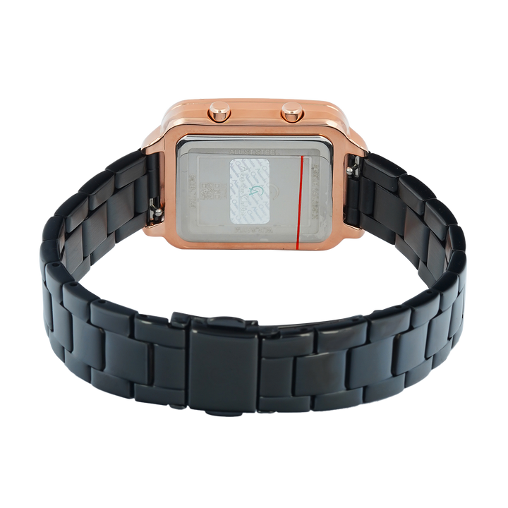 Jam Tangan Alexandre Christie DIGI AC 9495 LHBBRBA Women Digital Dial Black Stainless Steel Strap + Box Set Extra Genuine Leather Strap