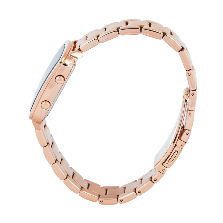 Jam Tangan Alexandre Christie DIGI AC 9495 LHBRGBA Women Digital Dial Rose Gold Stainless Steel Strap + Box Set Extra Genuine Leather Strap
