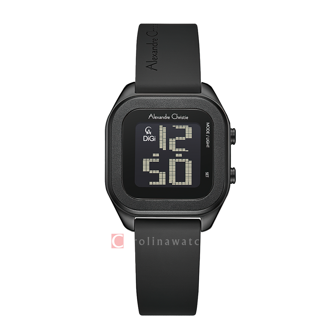 Jam Tangan Alexandre Christie DIGI AC 9496 LHRIPBA Women Digital Dial Black Rubber Strap