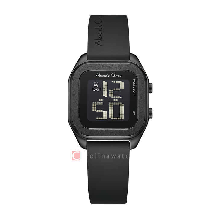 Jam Tangan Alexandre Christie DIGI AC 9496 LHRIPBA Women Digital Dial Black Rubber Strap