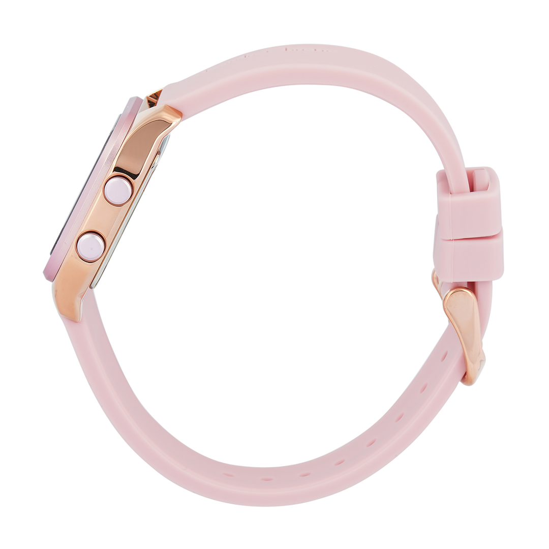 Jam Tangan Alexandre Christie DIGI AC 9496 LHRRGBAPN Women Digital Dial Pink Rubber Strap