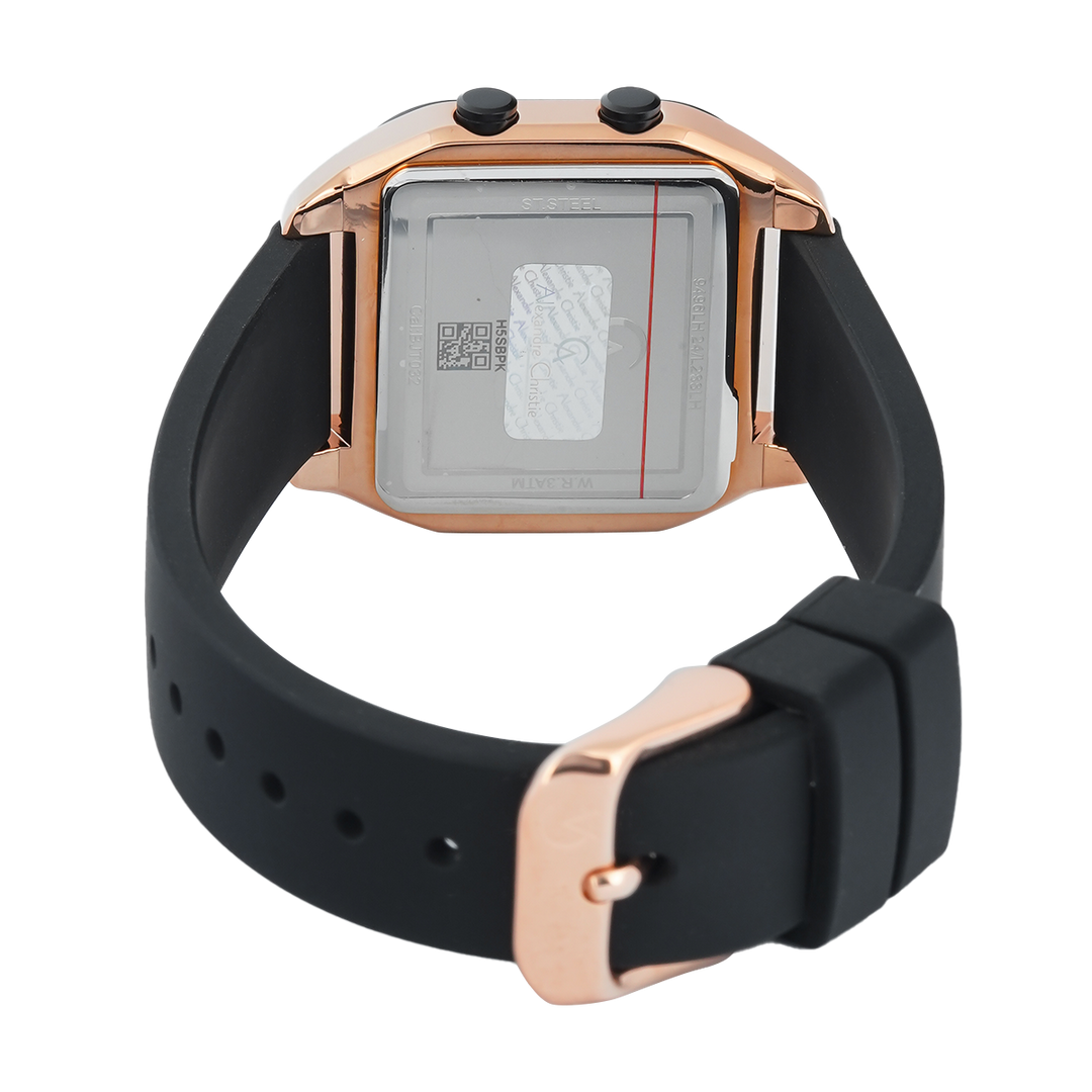 Jam Tangan Alexandre Christie DIGI AC 9496 LHRRGBA Women Digital Dial Black Rubber Strap