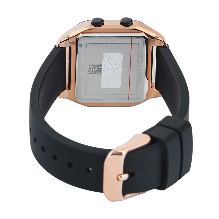 Jam Tangan Alexandre Christie DIGI AC 9496 LHRRGBA Women Digital Dial Black Rubber Strap