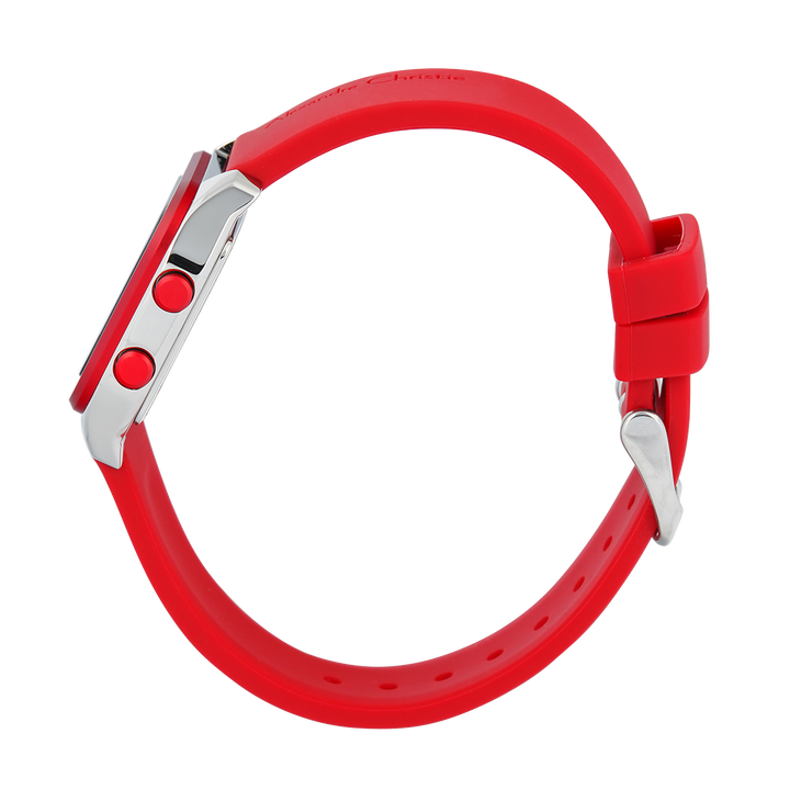 Jam Tangan Alexandre Christie DIGI AC 9496 LHRSSBARE Women Digital Dial Red Rubber Strap