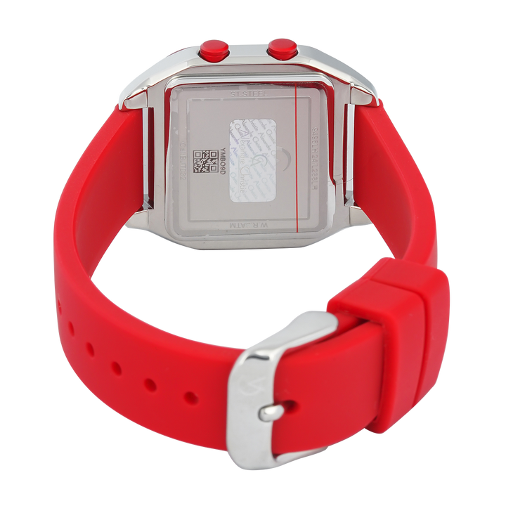 Jam Tangan Alexandre Christie DIGI AC 9496 LHRSSBARE Women Digital Dial Red Rubber Strap