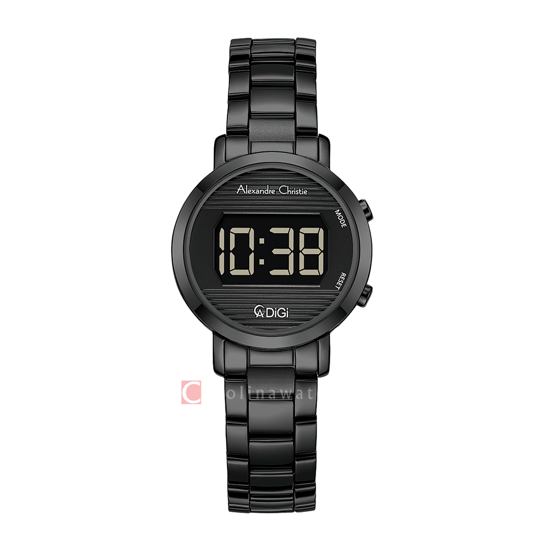 Jam Tangan Alexandre Christie DIGI AC 9497 LHBIPBA Women Digital Dial Black Stainless Steel Strap
