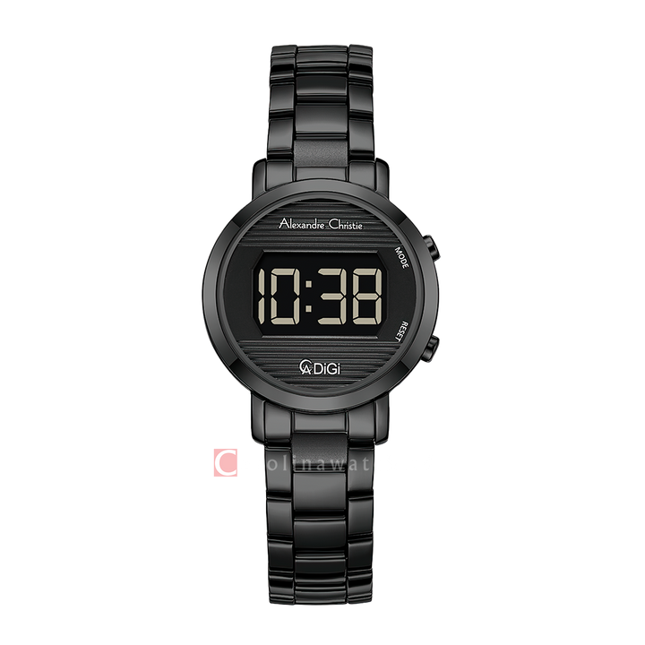 Jam Tangan Alexandre Christie DIGI AC 9497 LHBIPBA Women Digital Dial Black Stainless Steel Strap
