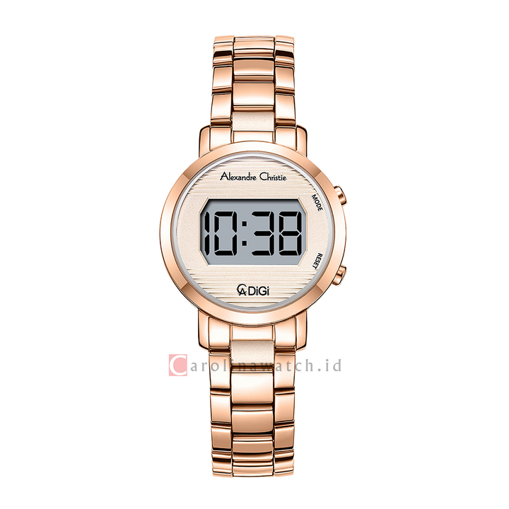 Jam Tangan Alexandre Christie DIGI AC 9497 LHBRGRG Women Digital Dial Rose Gold Stainless Steel Strap
