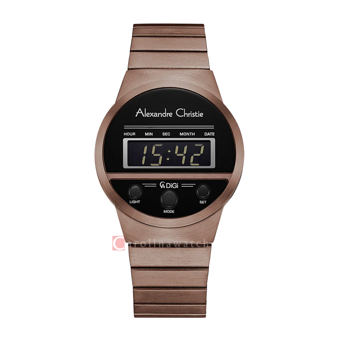 Jam Tangan Alexandre Christie DIGI AC 9500 LHBBNBA Women Digital Dial Brown Stainless Steel Strap