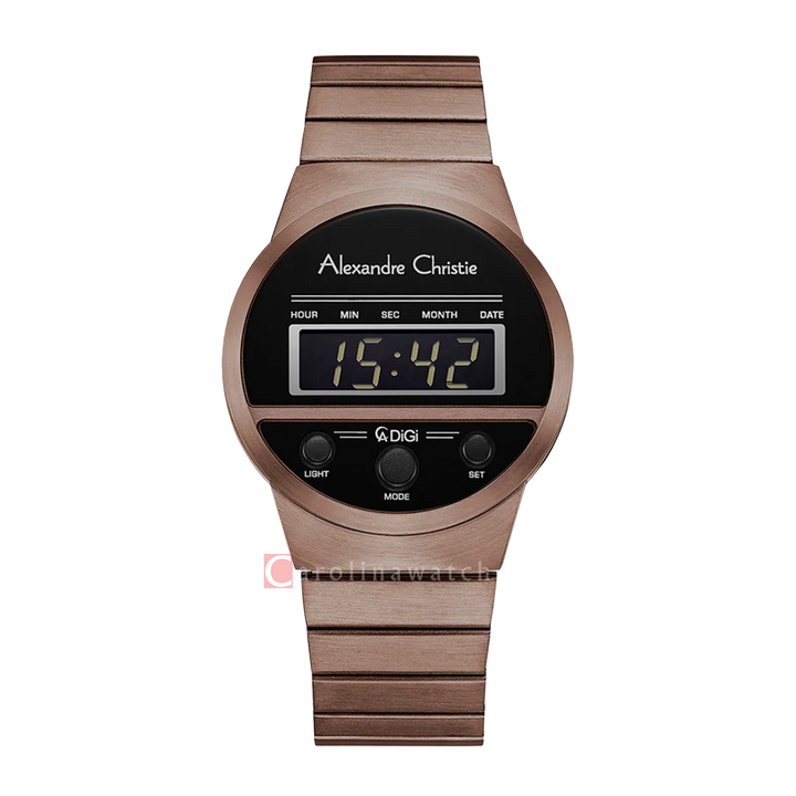 Jam Tangan Alexandre Christie DIGI AC 9500 LHBBNBA Women Digital Dial Brown Stainless Steel Strap