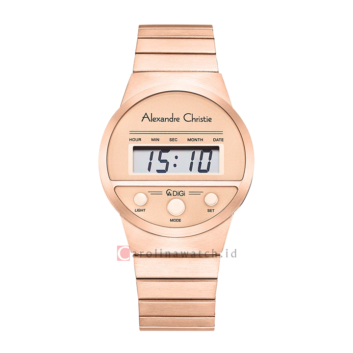 Jam Tangan Alexandre Christie DIGI AC 9500 LHBRGLN Women Digital Dial Gold Stainless Steel Strap