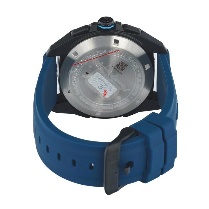 Jam Tangan Alexandre Christie AC 9502 MHRIPBABU Men Digital Analog Dial Blue Rubber Strap