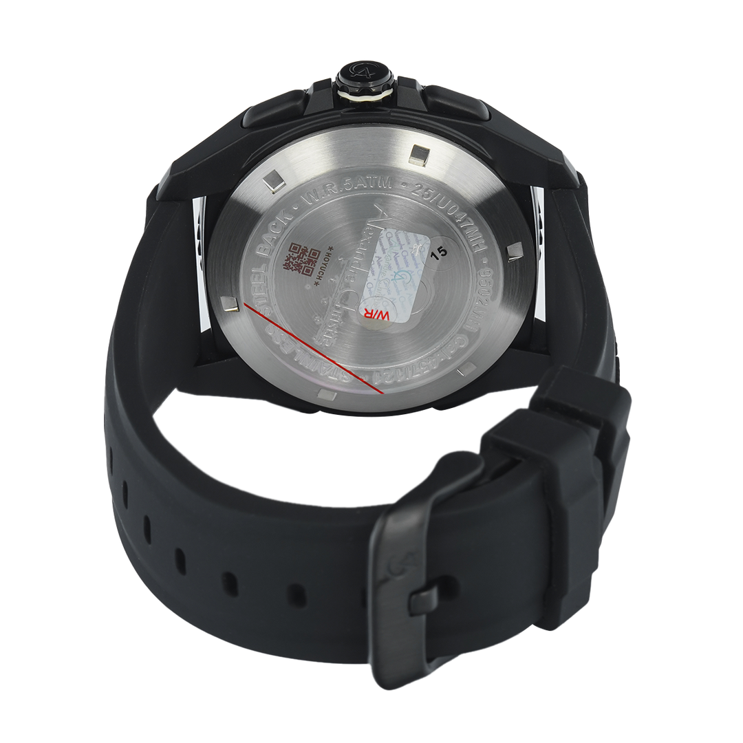 Jam Tangan Alexandre Christie AC 9502 MHRIPBADG Men Digital Analog Dial Black Rubber Strap