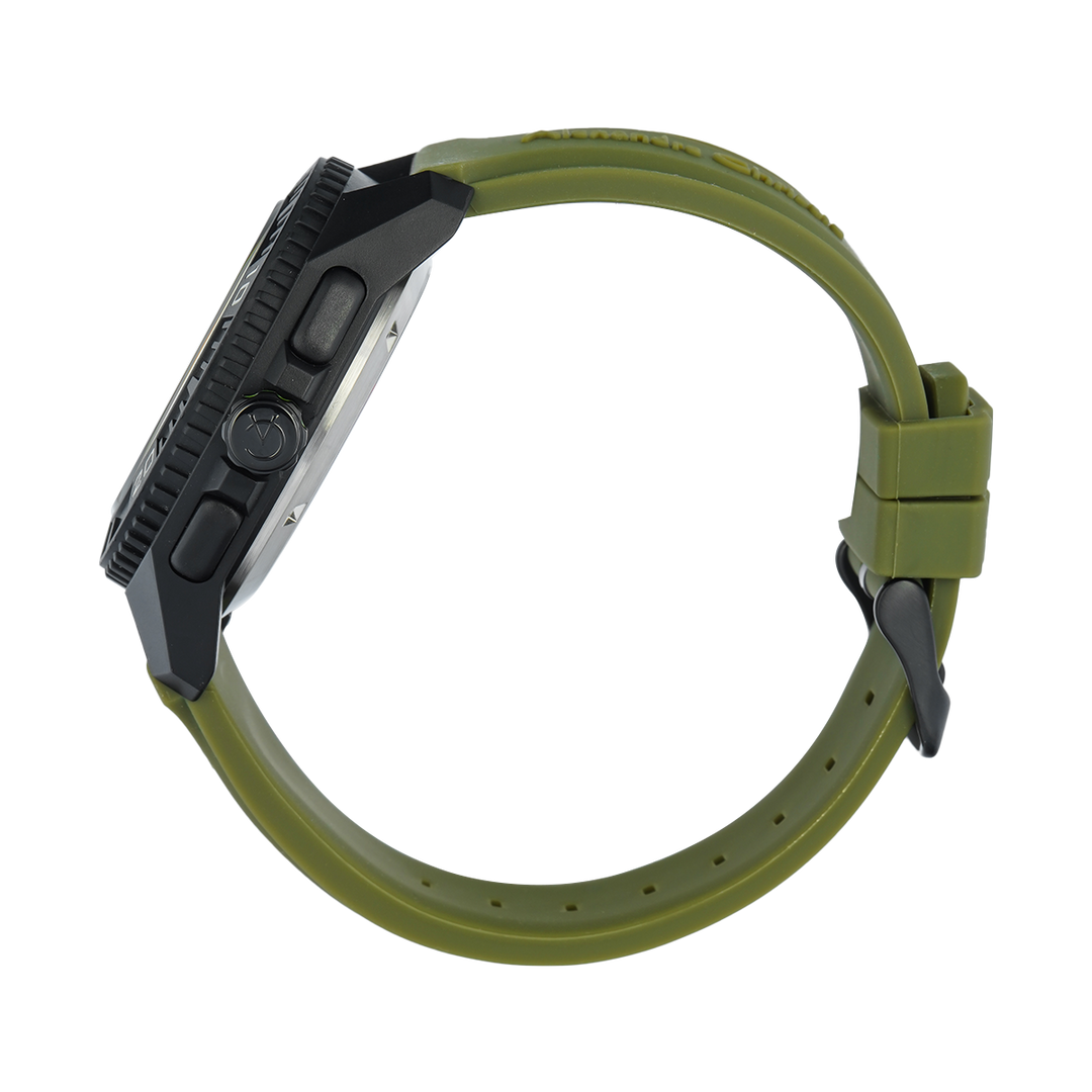 Jam Tangan Alexandre Christie AC 9502 MHRIPBAGN Men Digital Analog Dial Green Rubber Strap