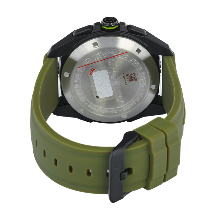 Jam Tangan Alexandre Christie AC 9502 MHRIPBAGN Men Digital Analog Dial Green Rubber Strap