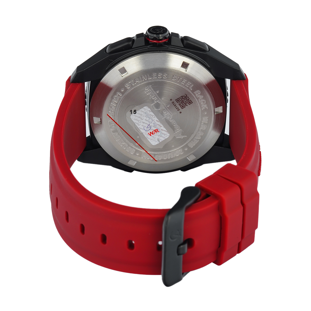 Jam Tangan Alexandre Christie AC 9502 MHRIPBARE Men Digital Analog Dial Red Rubber Strap