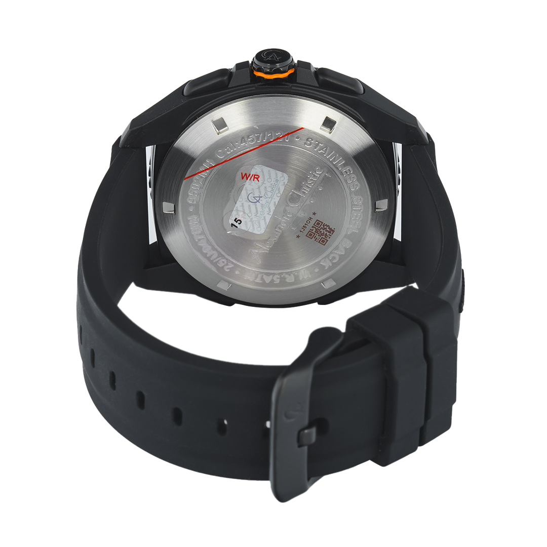 Jam Tangan Alexandre Christie AC 9502 MHRIPBAYL Men Digital Analog Dial Black Rubber Strap