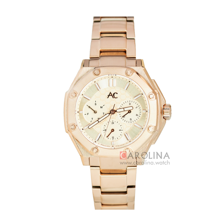 Jam Tangan Alexandre Christie AC 9601 BFBRGLN Women Gold Dial Gold Stainless Steel Strap