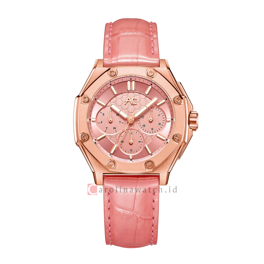 Jam Tangan Alexandre Christie AC 9601 BFLRGPN Women Pink Dial Pink Leather Strap