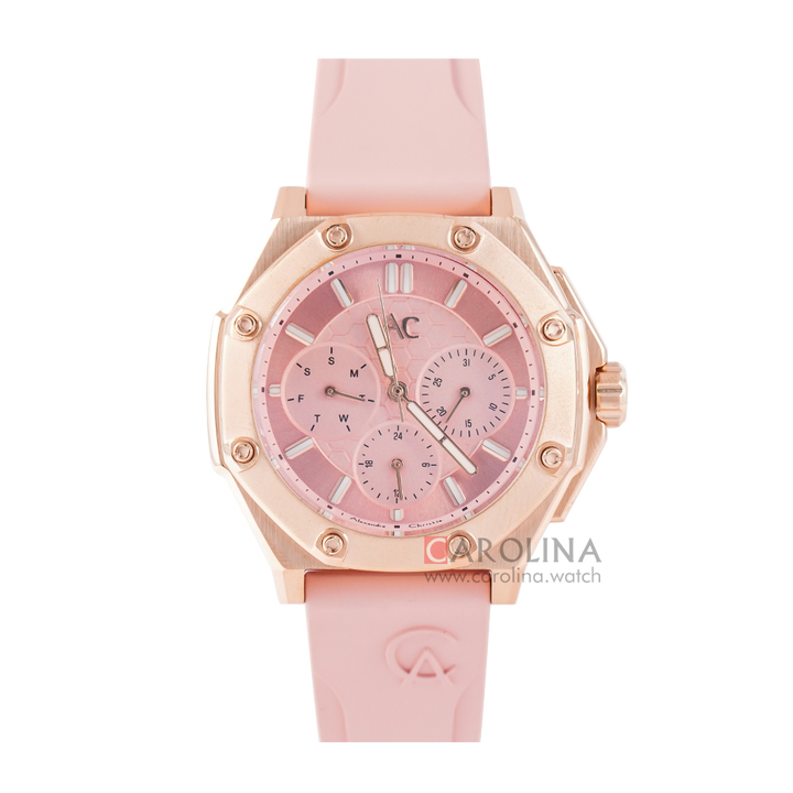 Jam Tangan Alexandre Christie AC 9601 BFRRGPN Women Pink Dial Pink Rubber Strap