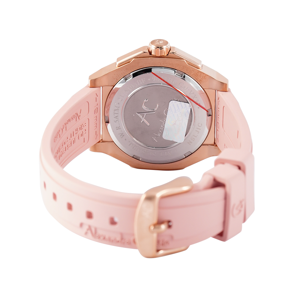 Jam Tangan Alexandre Christie AC 9601 BFRRGPN Women Pink Dial Pink Rubber Strap