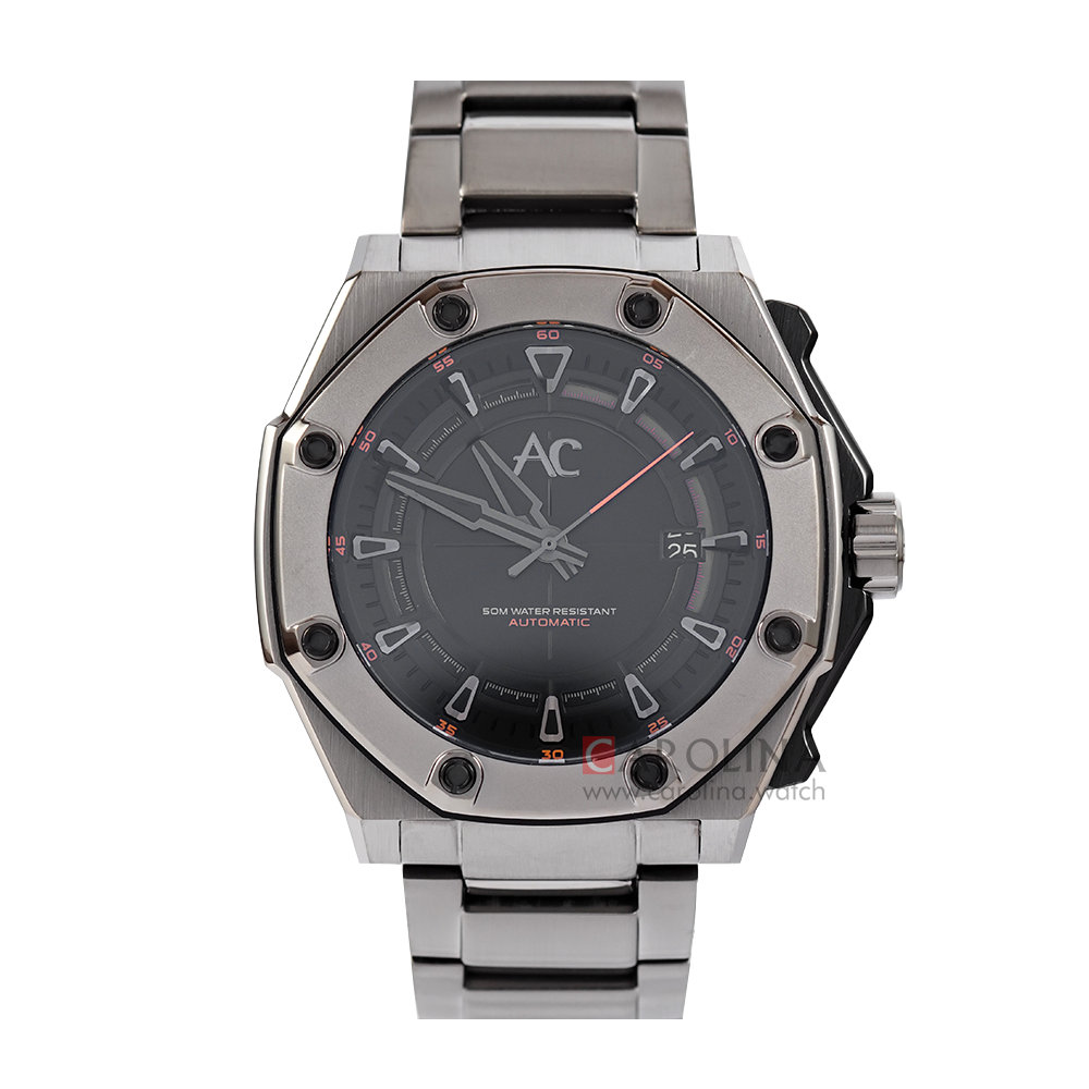 Jam Tangan Alexandre Christie AC 9601 MABEPBA Men Black Dial Gun Metal Stainless Steel Strap