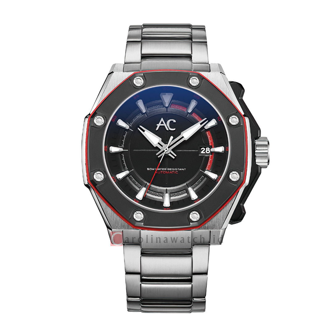 Jam Tangan Alexandre Christie Collection AC 9601 MABTBBA Men Black Dial Stainless Steel Strap