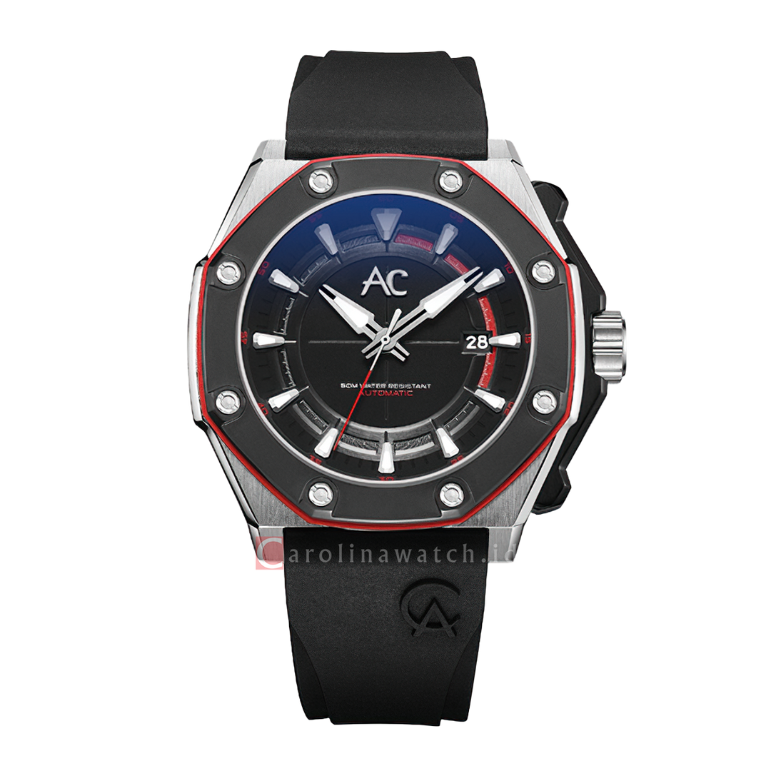 Jam Tangan Alexandre Christie Collection AC 9601 MARTBBA Men Black Dial Black Rubber Strap