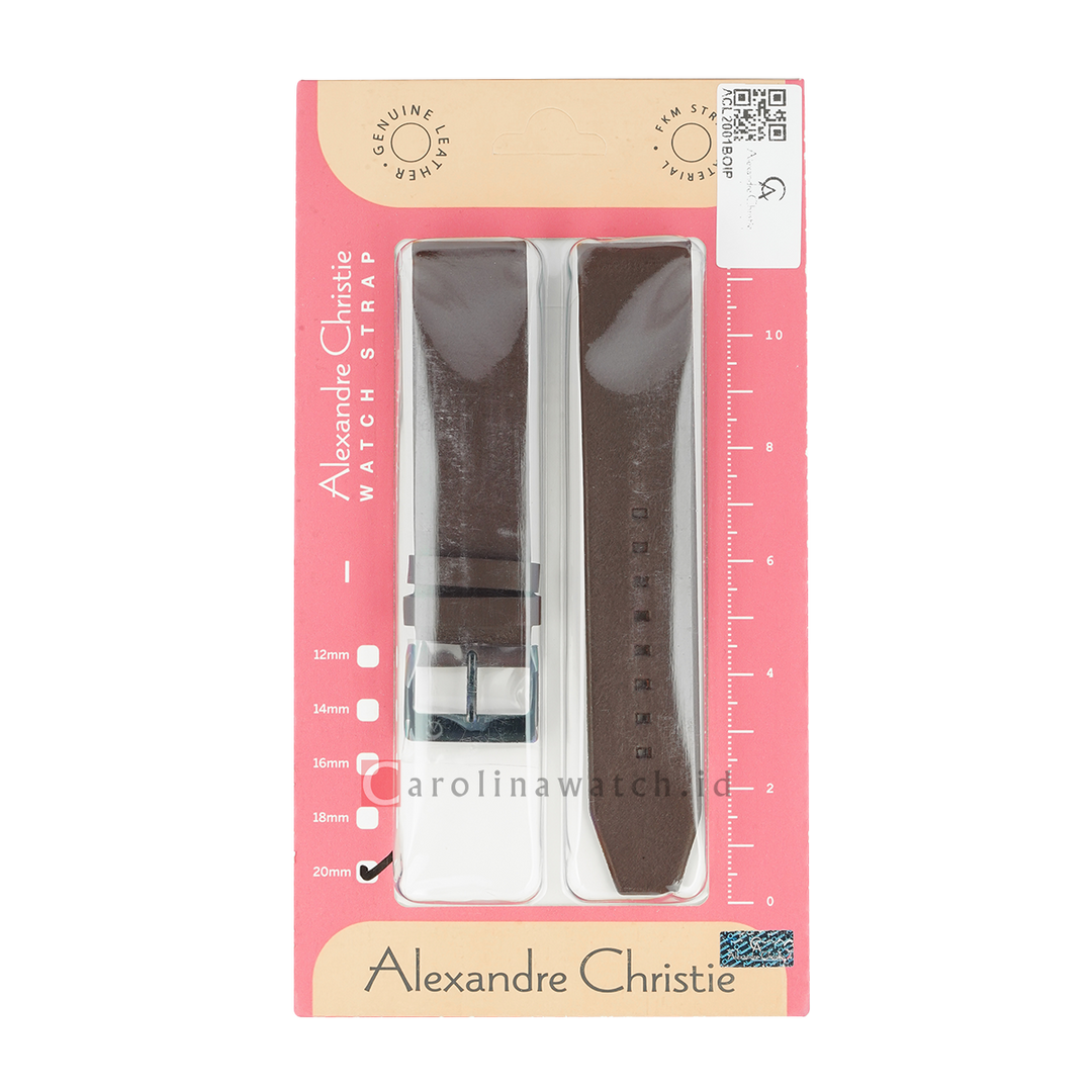 Tali Strap Jam Tangan Alexandre Christie ACL2001BOIP Brown Leather Strap
