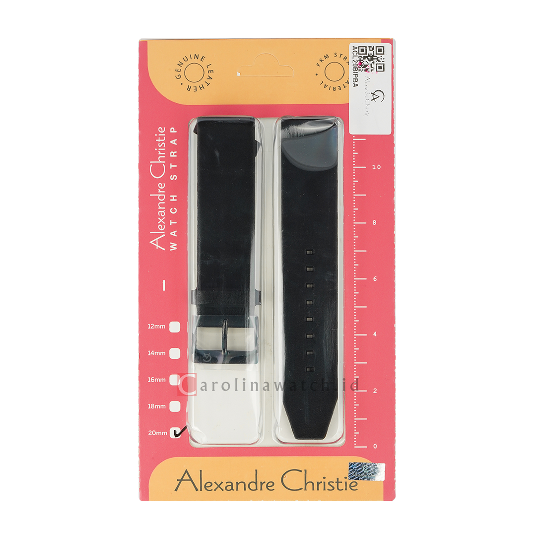 Tali Strap Jam Tangan Alexandre Christie ACL20BIPBA Black Leather Strap
