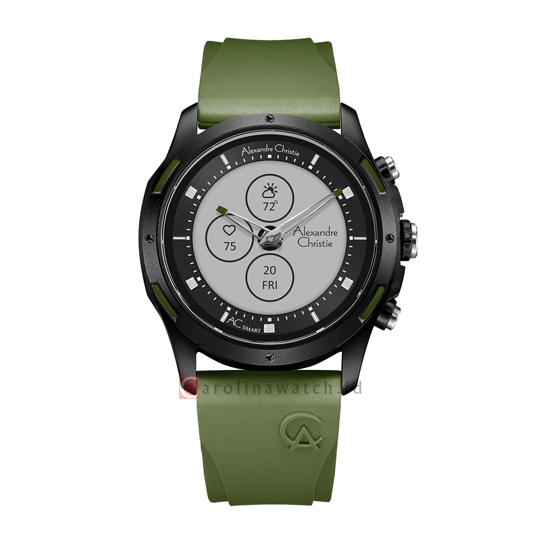 Jam Tangan Alexandre Christie Smartwatch AC S002 MFRIPBAGN Men Digital-Analog Dial Green Rubber Strap