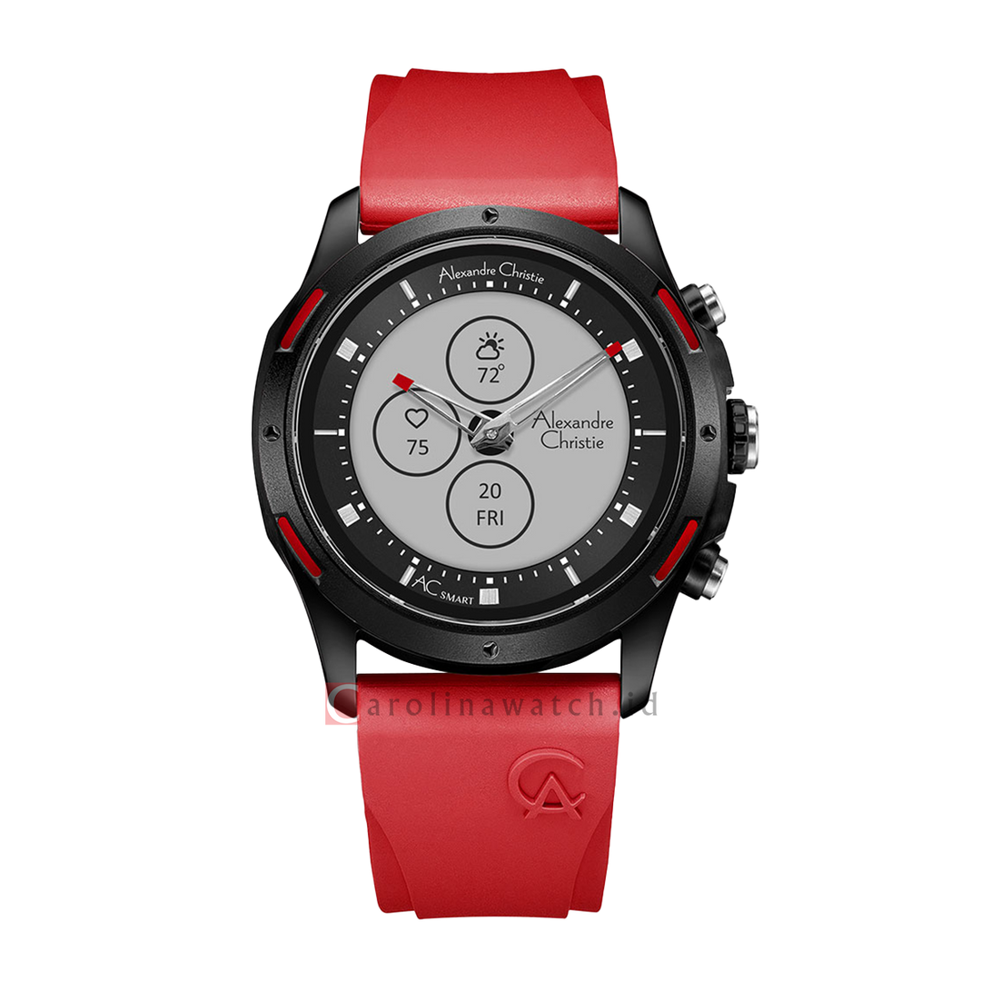 Jam Tangan Alexandre Christie Smartwatch AC S002 MFRIPBARE Men Digital-Analog Dial Red Rubber Strap