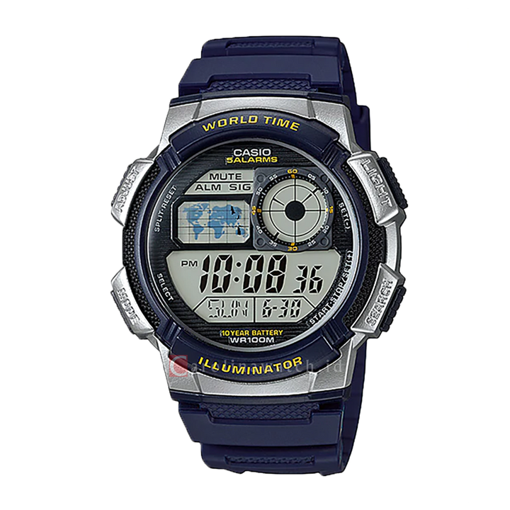 Jam Tangan Casio General AE-1000W-2A Men 10 Year Battery Water Resistance 100M Blue Resin Band