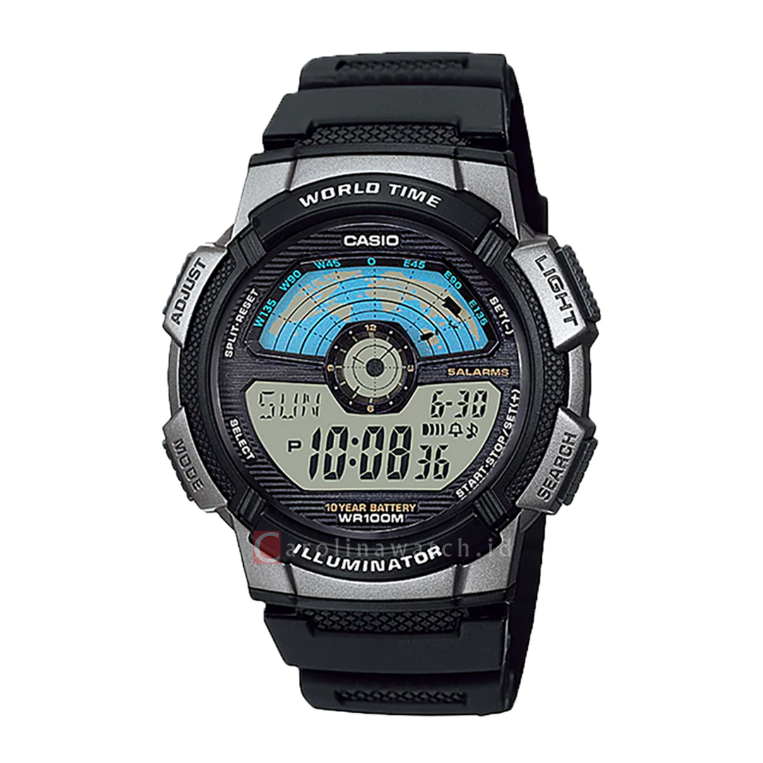 Jam Tangan Casio General AE-1100W-1A Men Digital Dial Black Resin Strap