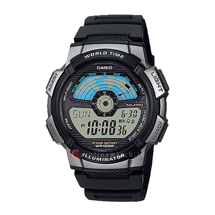 Jam Tangan Casio General AE-1100W-1A Men Digital Dial Black Resin Strap