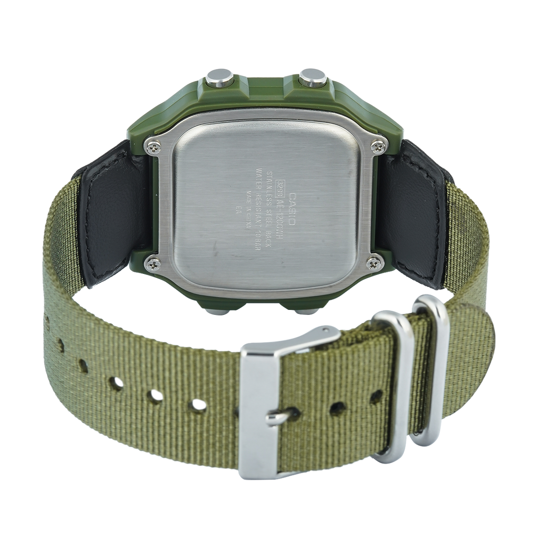 Jam Tangan Casio General AE-1200WHB-3B Men Digital Dial Green Fabric Band