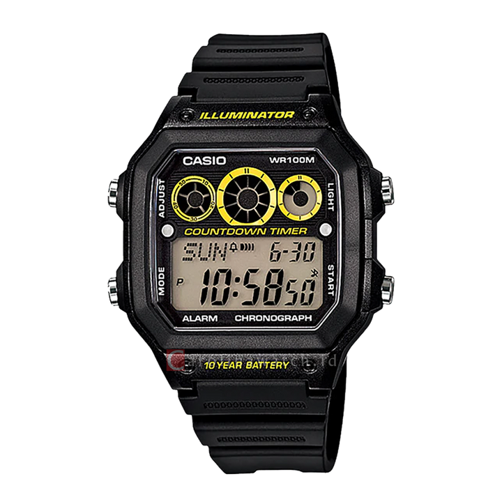 Jam Tangan Casio General AE-1300WH-1A Men Digital Dial Black Resin Band