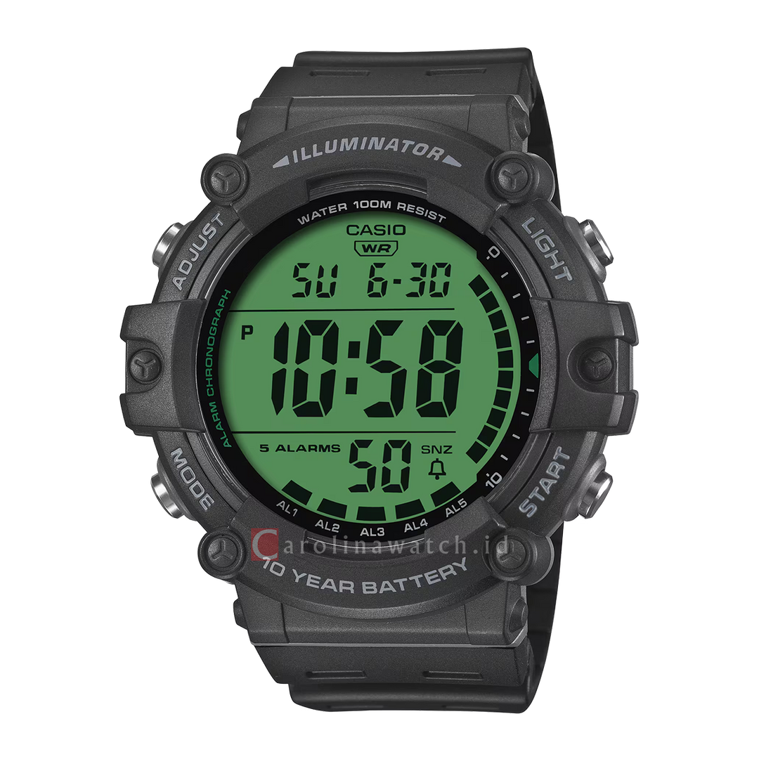 Jam Tangan Casio General AE-1500WHC-1A Men Illuminator Digital Dial Black Resin Band