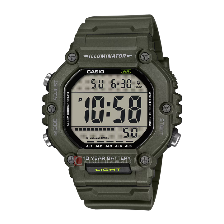 Jam Tangan  Casio General AE-1600HX-3A Men Digital Dial Black Resin Band