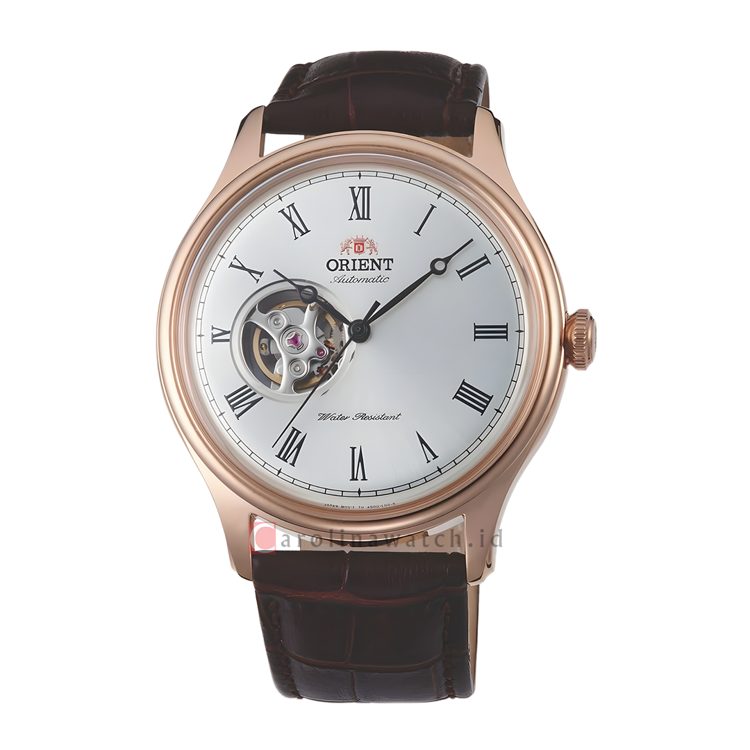 Jam Tangan Orient AG00001S Classic Automatic  Men Silver White Dial Brown Leather Strap