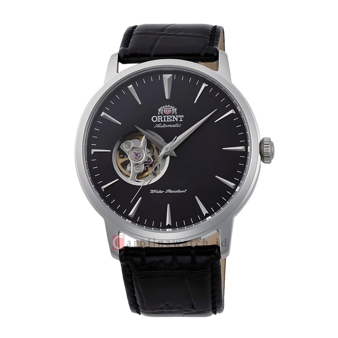 Jam Tangan Orient Contemporary AG02004B Automatic Men Black Dial Black Leather Strap