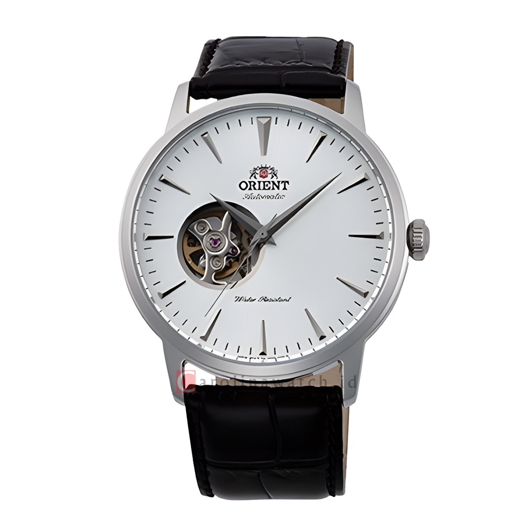 Jam Tangan Orient Contemporary AG02005W Automatic Men Silver White Dial Black Leather Strap