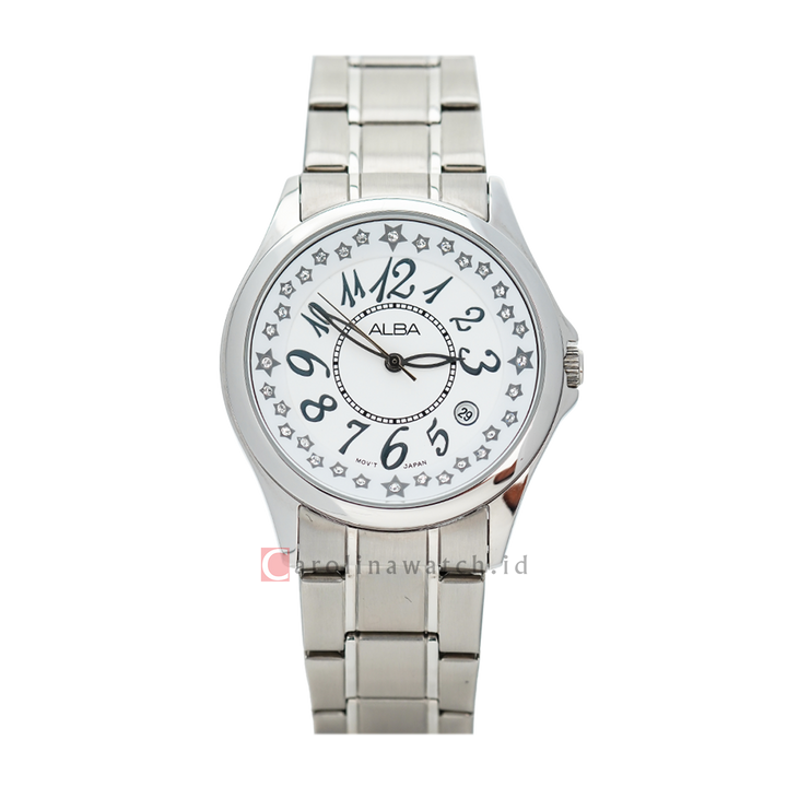 Jam Tangan ALBA AG8227X1 Women White Dial Stainless Steel Strap