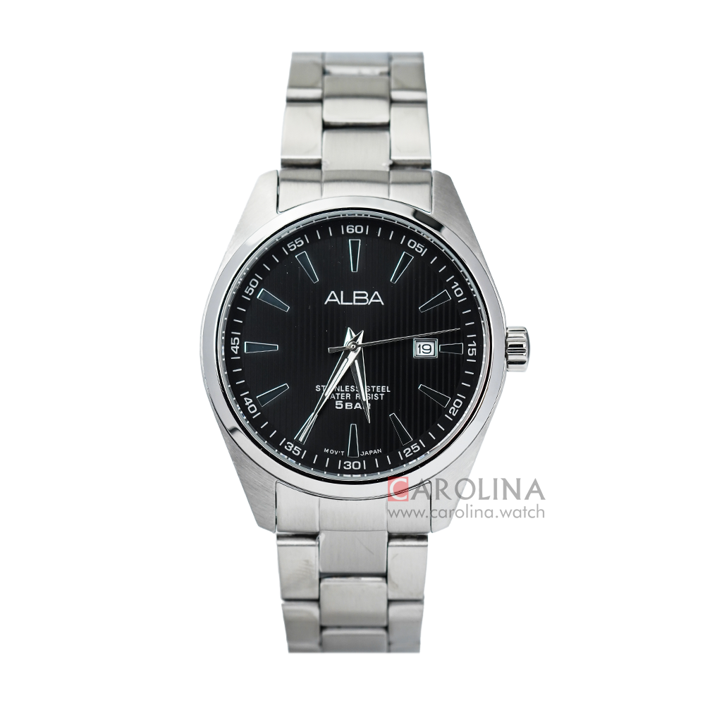 Jam Tangan ALBA Fashion AG8387X1 Men Black Dial Stainless Steel Strap