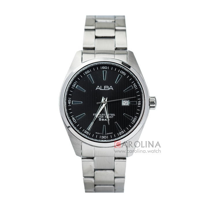 Jam Tangan ALBA Fashion AG8387X1 Men Black Dial Stainless Steel Strap