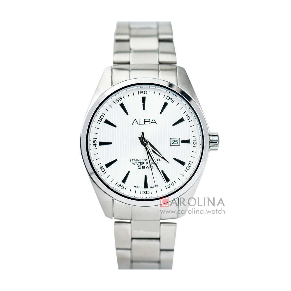 Jam Tangan ALBA Fashion AG8389X1 Men White Dial Stainless Steel Strap