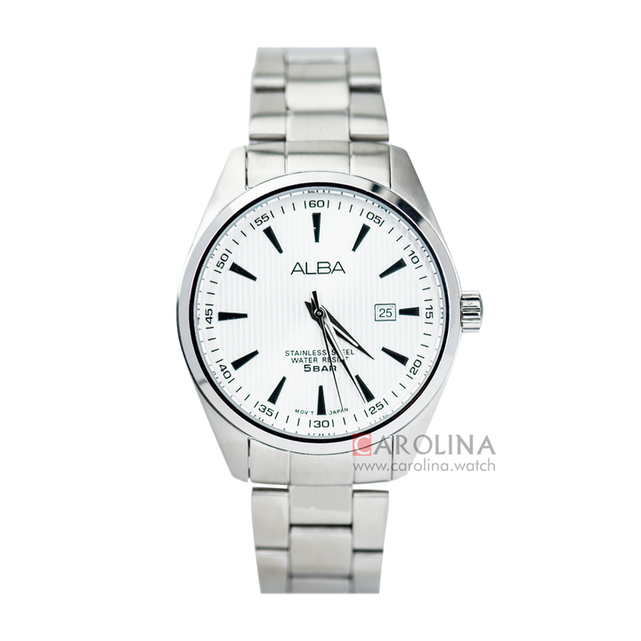 Jam Tangan ALBA Fashion AG8389X1 Men White Dial Stainless Steel Strap