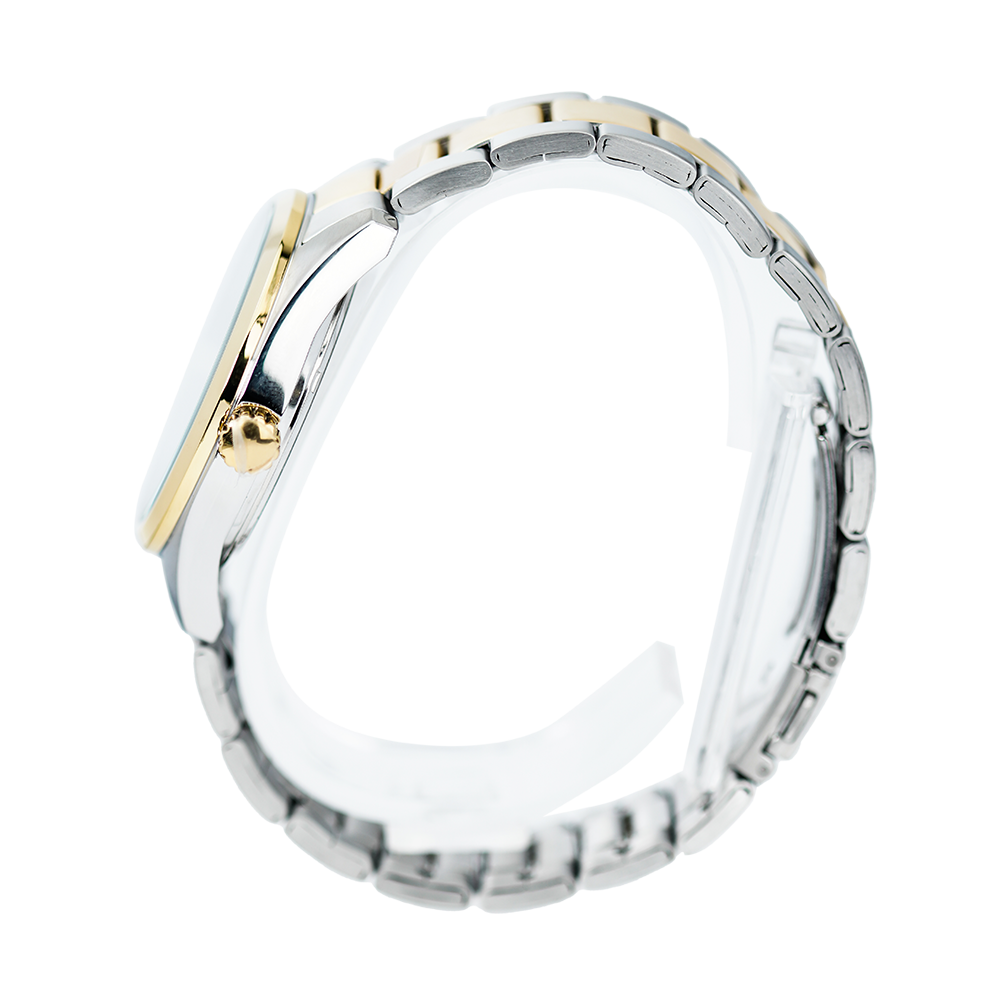 Jam Tangan ALBA Fashion AG8390X1 Men White Pattern Dial Dual Tone Stainless Steel Strap