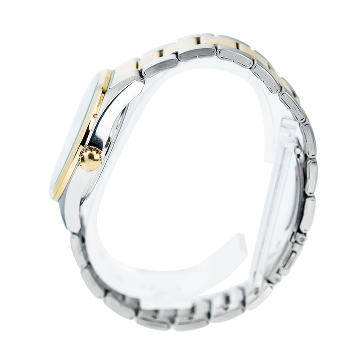 Jam Tangan ALBA Fashion AG8390X1 Men White Pattern Dial Dual Tone Stainless Steel Strap