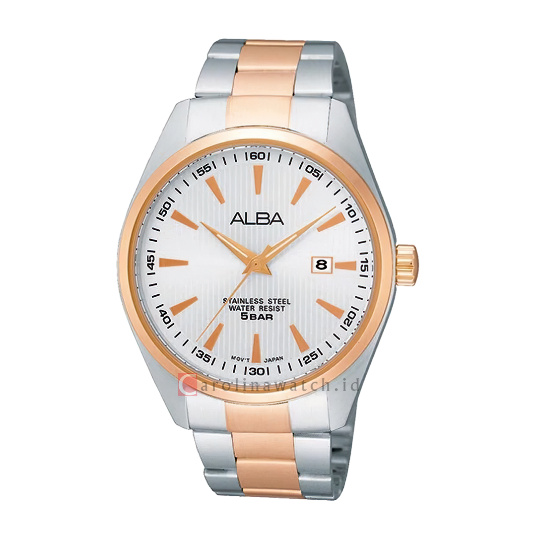 Jam Tangan ALBA Fashion AG8394X1 Men White Dial Dual Tone Stainless Steel Strap